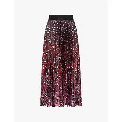 Mary Katrantzou Womens Fuchsia Feath Uni Pleated Satin Midi Skirt In Multi