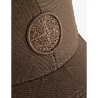 Stone Island Green Brand-embroidery Cotton Baseball Cap 2 In Brown