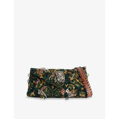 Dries Van Noten Womens Bottle Embellished Woven Clutch Bag In Brown