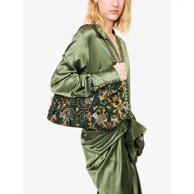 Dries Van Noten Womens Bottle Embellished Woven Clutch Bag In Brown