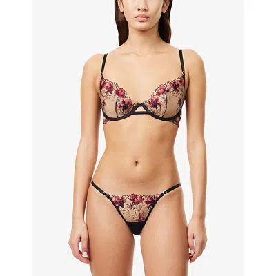 Bluebella Calista Embroidered Mesh Briefs In Multi