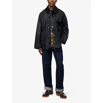 Barbour Mens Black Modified Hooded Waxed-cotton Jacket In Black