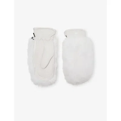 Goldbergh Womens 8000 White Hill Faux-fur Leather Mittens In White