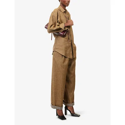 Darkpark Womens Mustard Danielle Wide-leg Linen And Cashmere-blend Trousers In Brown