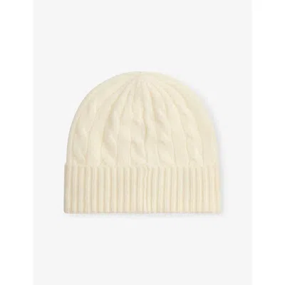 Polo Ralph Lauren Womens Cream Cable Knitted Wool And Cashmere Beanie In Neutral