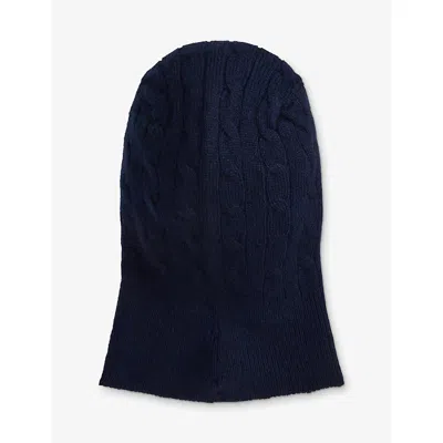 Polo Ralph Lauren Womens Hunter Navy Cable Knitted Wool And Cashmere Bonnet In Blue