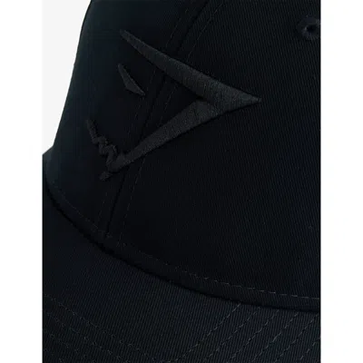 Gymshark Mens Black/black Sharkhead Brand-embroidery Cotton Baseball Cap In Black