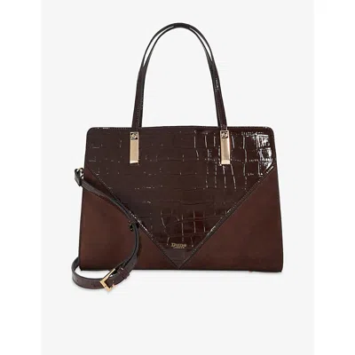Dune Womens Chocolate Croc Synthetic Denbeigh Faux-leather Tot