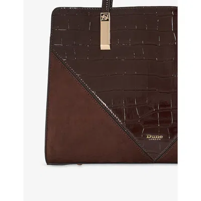 Dune Womens Chocolate Croc Synthetic Denbeigh Faux-leather Tot