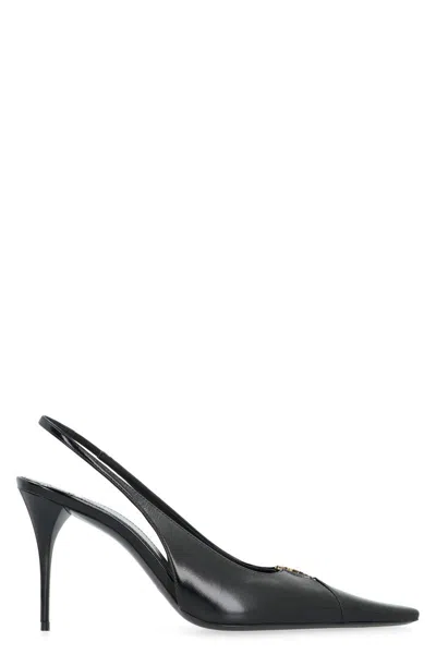 Saint Laurent Women Babylone Breteuil Open Back Pump In Smooth Leather In Black