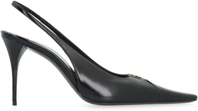 Saint Laurent Women Babylone Breteuil Open Back Pump In Smooth Leather In Black