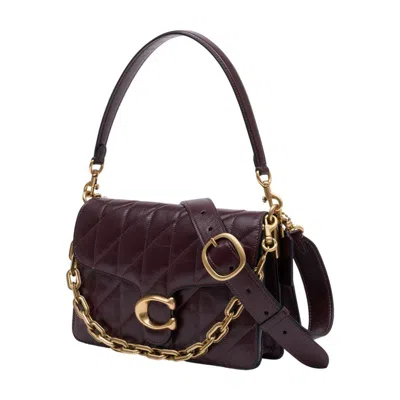 Coach Quilted Glazed Tabby With Chain Shoulder Bag In Burgundy
