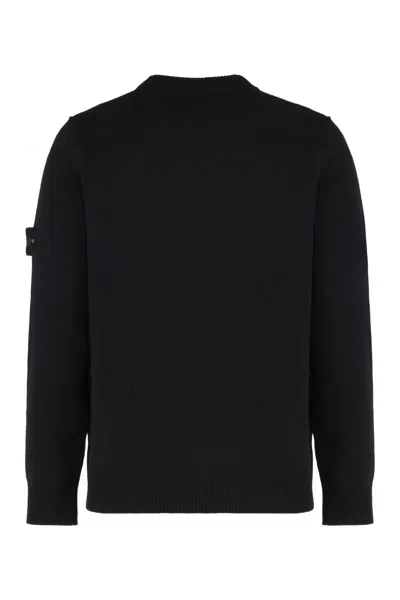 Stone Island Light Rws Geelong Wool Sweater In Black