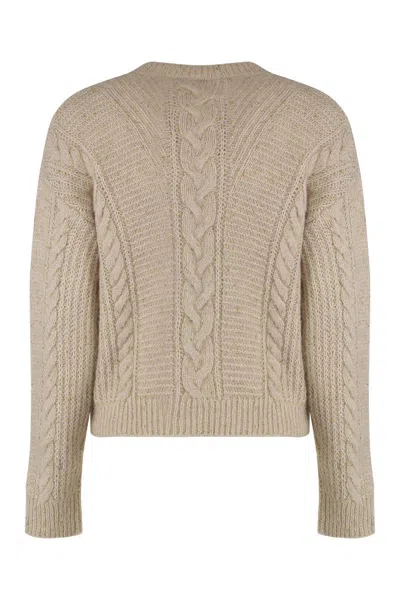 Max Mara Studio Boxy Sweater In Blended Alpaca In Neutral