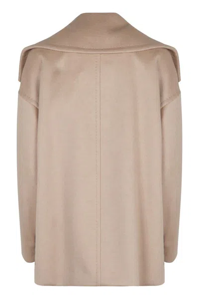 Max Mara Double-breasted Coat In Cashmere In Brown