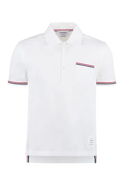 Thom Browne Cotton Polo Shirt Short Sleeves In White