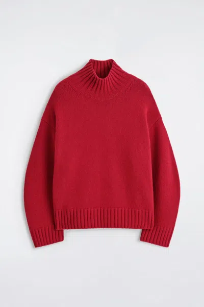 Cos Cashmere Funnel-neck Sweater In Red