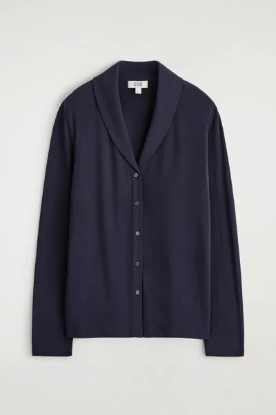 Cos Shawl-collar Jersey Cardigan In Blue