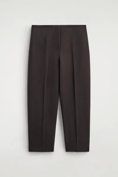 Cos Wool-blend Barrel-leg Pants In Brown