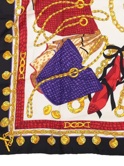 Pre-owned Celine 1980s Chain-print Scarf In White