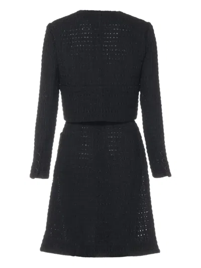 Pre-owned Chanel 2015 Metallic-tweed Suit In Black