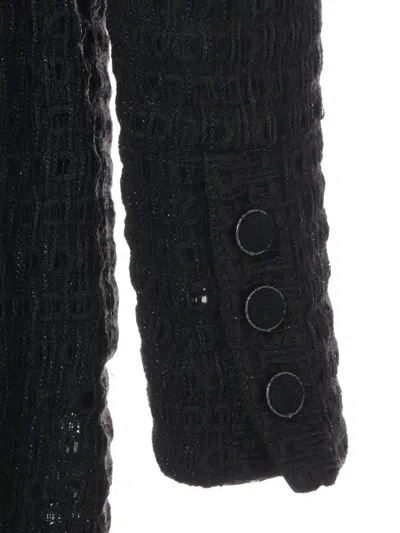 Pre-owned Chanel 2015 Metallic-tweed Suit In Black