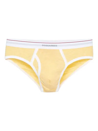 Dsquared2 Logo-waistband Briefs In Yellow