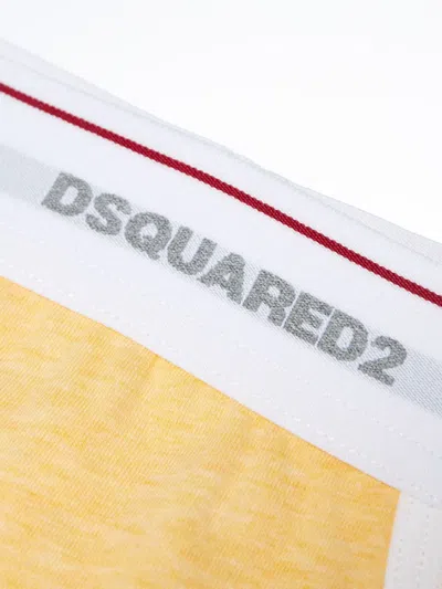 Dsquared2 Logo-waistband Briefs In Yellow