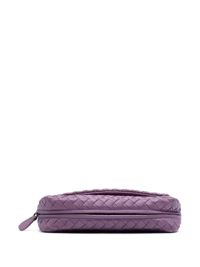 Pre-owned Bottega Veneta 2012-2025 Mini Nappa Intrecciato Expandable Chain Flap Crossbody Bag In Purple