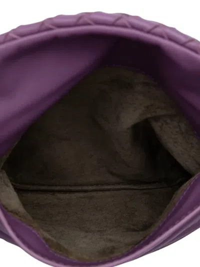 Pre-owned Bottega Veneta 2012-2025 Mini Nappa Intrecciato Expandable Chain Flap Crossbody Bag In Purple