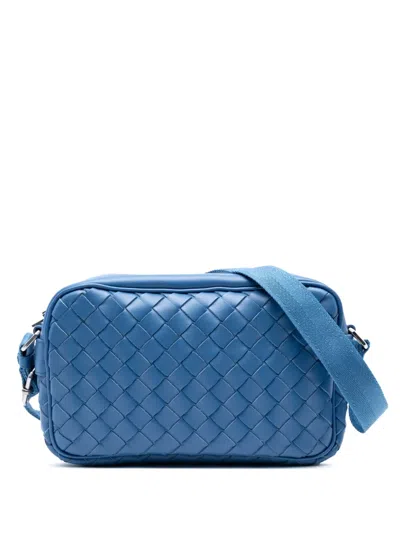 Pre-owned Bottega Veneta 2012-2025 Small Nappa Intrecciato Camera Bag Crossbody Bag In Blue