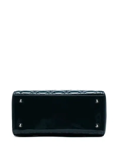 Pre-owned Dior 2011 Medium Patent Cannage Lady  Satchel In Green