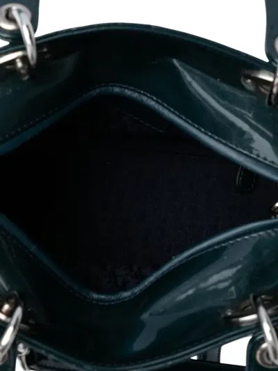 Pre-owned Dior 2011 Medium Patent Cannage Lady  Satchel In Green