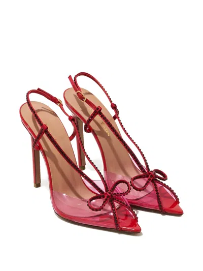 Andrea Wazen 105mm Kay Crystal Bow Sandals In White