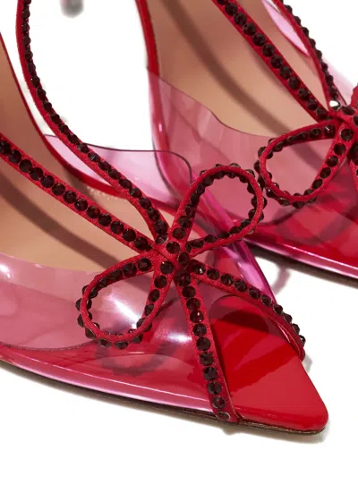 Andrea Wazen 105mm Kay Crystal Bow Sandals In White