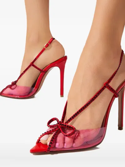 Andrea Wazen 105mm Kay Crystal Bow Sandals In White