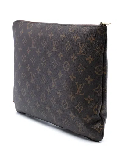 Pre-owned Louis Vuitton 2017 Monogram Etui Voyage Mm Clutch Bag In Brown