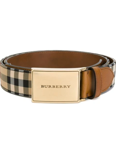 Burberry Charles Horseferry Check Belt In Tan