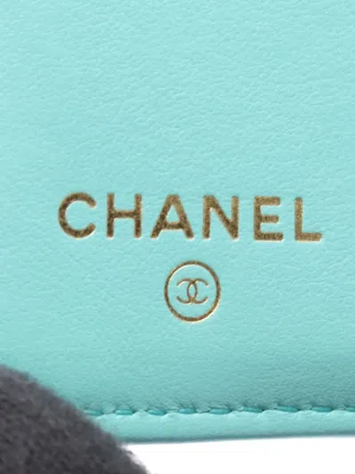 Pre-owned Chanel 2021-2025 Classic Quilted Lambskin Wallet Small Wallets In Green