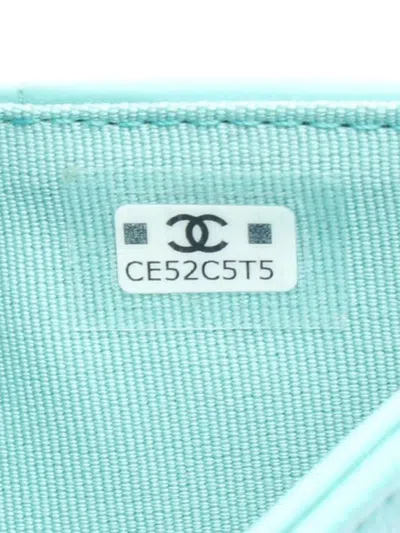 Pre-owned Chanel 2021-2025 Classic Quilted Lambskin Wallet Small Wallets In Green