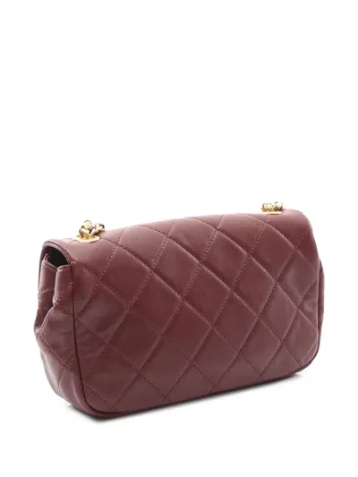 Pre-owned Chanel 2020 Cc Quilted Lambskin Single Flap Shoulder Bag In Red