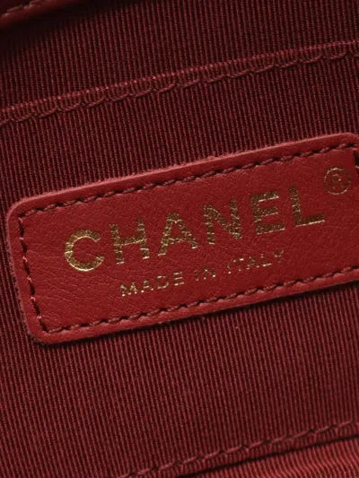 Pre-owned Chanel 2020 Cc Quilted Lambskin Single Flap Shoulder Bag In Red