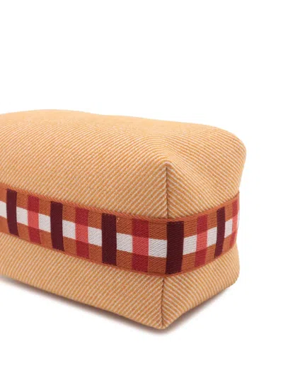 Pre-owned Hermes 2020-2025 Small Wool Bride A Brac Au Carre Case Vanity Bag In Orange