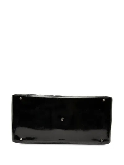 Pre-owned Chanel 2002-2003 Cc Chocolate Bar Patent Bowler Bag Handbag In Black