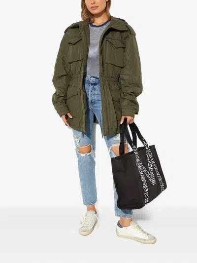 Norma Kamali Quilted Military Jacket In Green