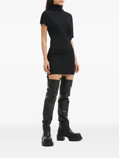 Rick Owens Leather Over-the-knee Sneakers In Black