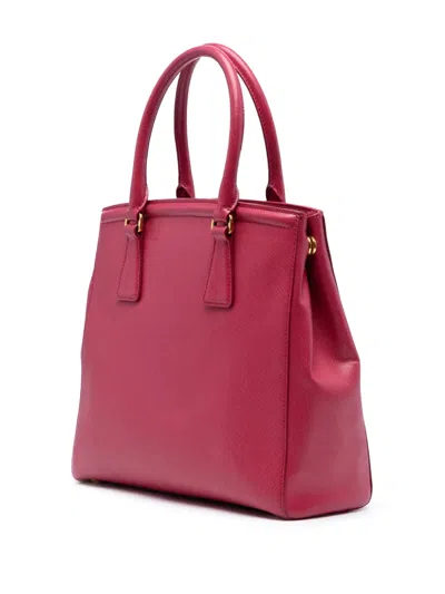 Pre-owned Prada 2013-2025 Saffiano Lux Parabole Satchel In Red