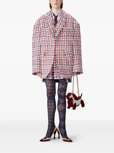 Thom Browne Gingham-check Tweed Jacket In Red