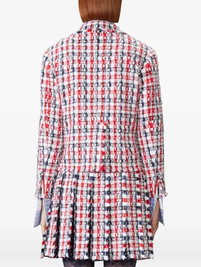 Thom Browne Gingham-check Tweed Jacket In Red