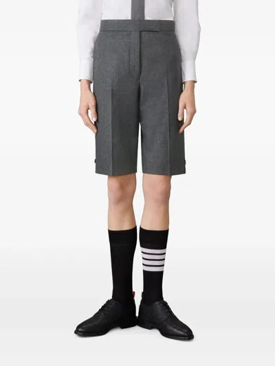 Thom Browne Solid Wool Flannel Bermuda Shorts In Gray
